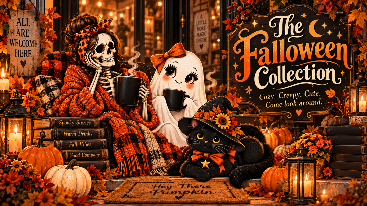 The Falloween Collection. Cozy. Creepy. Cute. Come look around.