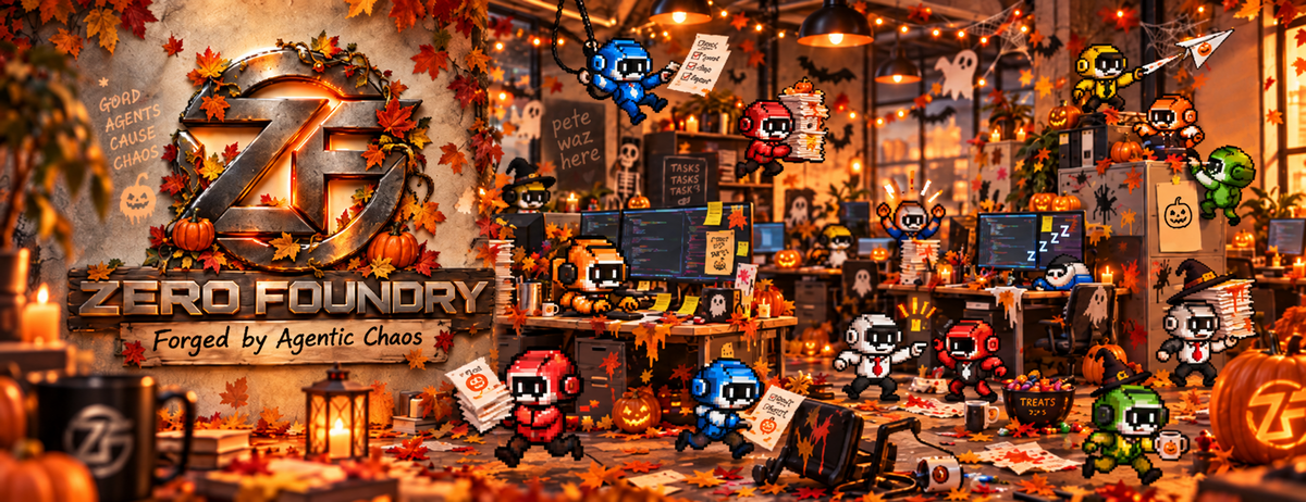 Zero Foundry autumn workshop with the gremlins, pumpkins and fall leaves.