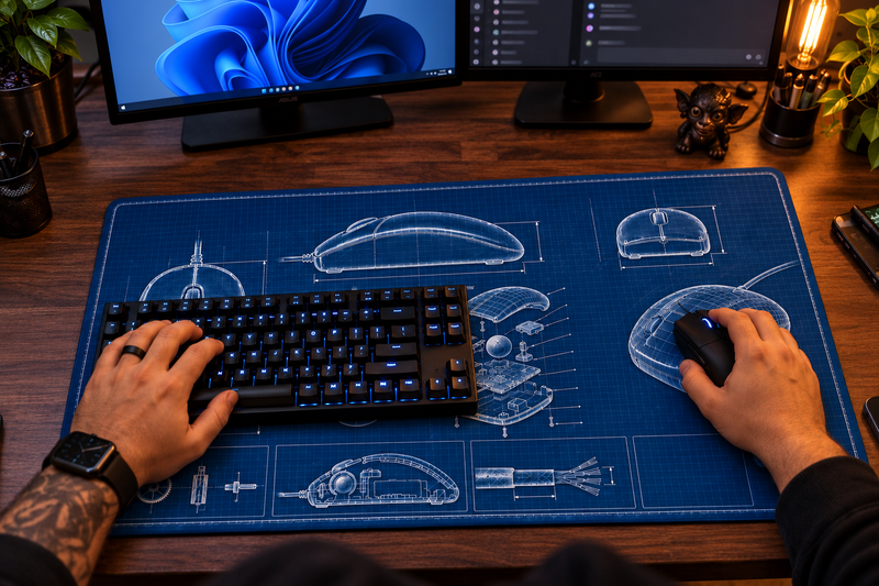 Mouse Blueprint Desk Mat
