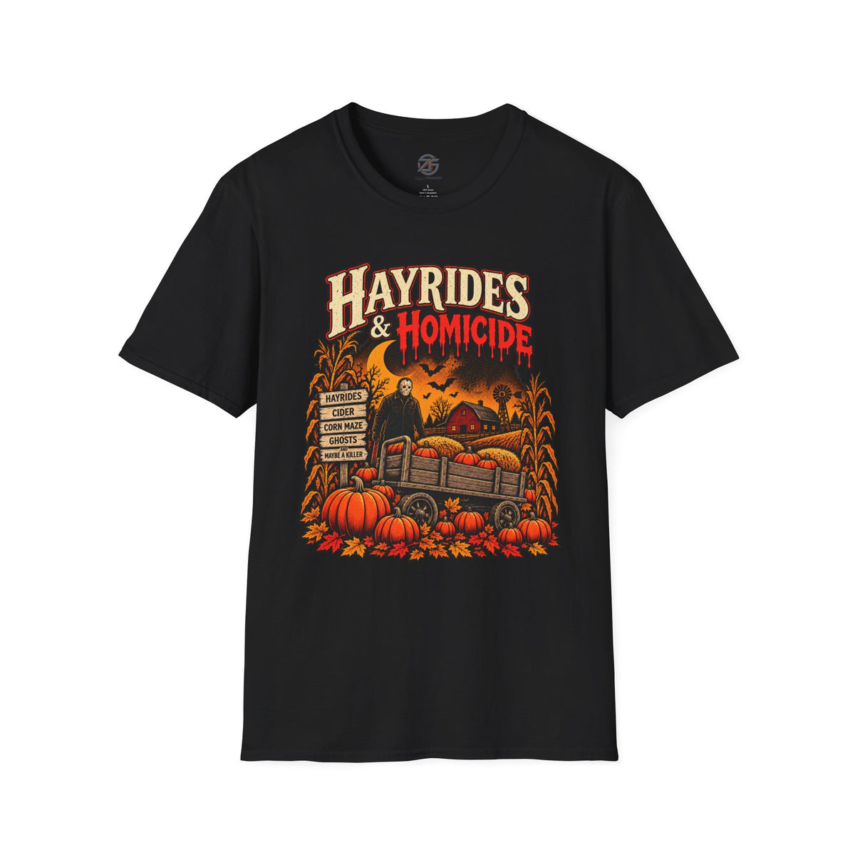 Hayrides & Homicide — Unisex Softstyle Tee
