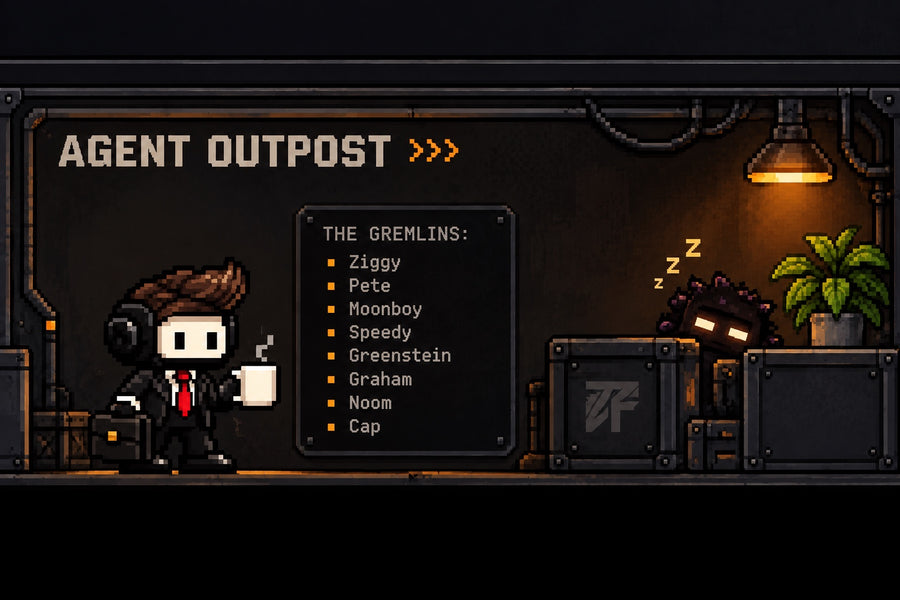 The Zero Foundry gremlin crew at the Agent Outpost.
